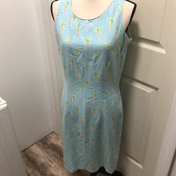 Anna Ocean Palm Tree print silk dress Size M - Picture 2 of 6
